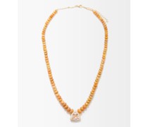 Diamond, Morganite, Fire Opal & 14kt Gold Necklace