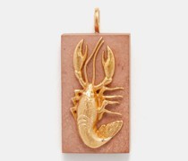 Deco Lobster Jasper & 18kt Gold Charm