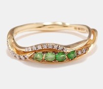 Wisp Diamond, Tsavorite & 18kt Gold Ring