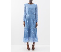 Naki Cutout Shell-print Silk Maxi Dress