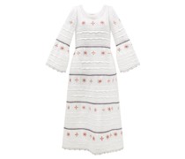 Regina Embroidered-linen Midi Dress