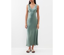 Bordeaux V-neck Silk-crepe De Chine Slip Dress