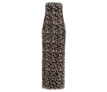 Jaguar-embroidered Silk Bandeau Dress