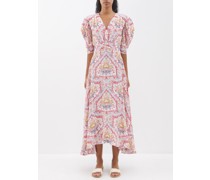 Charlotte Block-print Silk Midi Dress
