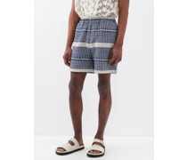 Geometric-jacquard Cotton Shorts