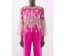 Safira Bead-embroidered Sheer Tulle Blouse