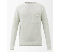 Patch-pocket Linen Sweater