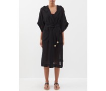 Organic Linen-blend Hooded Robe