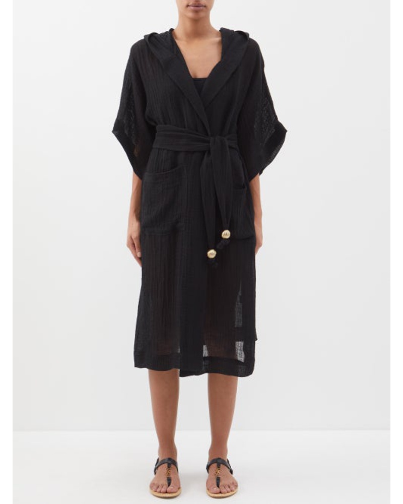 Lisa Marie Fernandez Damen Organic Linen-blend Hooded Robe