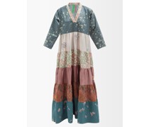 Patchworked Vintage-silk Maxi Dress