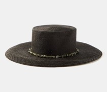 Lana Quartz-beaded Straw Wide-brim Hat