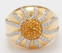 Sun Diamond, Citrine & 18kt Gold Ring