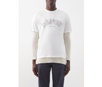 Knitted-sleeve Cotton-jersey Long-sleeved T-shirt