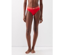 Greca-jacquard High-rise Bikini Briefs