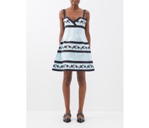 Lila Floral-embroidered Taffeta Mini Dress