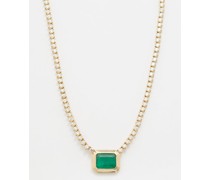 Diamond, Emerald & 14kt Gold Necklace