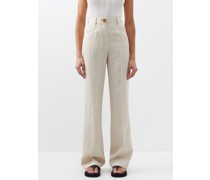 Topstitched Woven Straight-leg Trousers