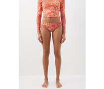 Ruched Floral-print Bikini Briefs