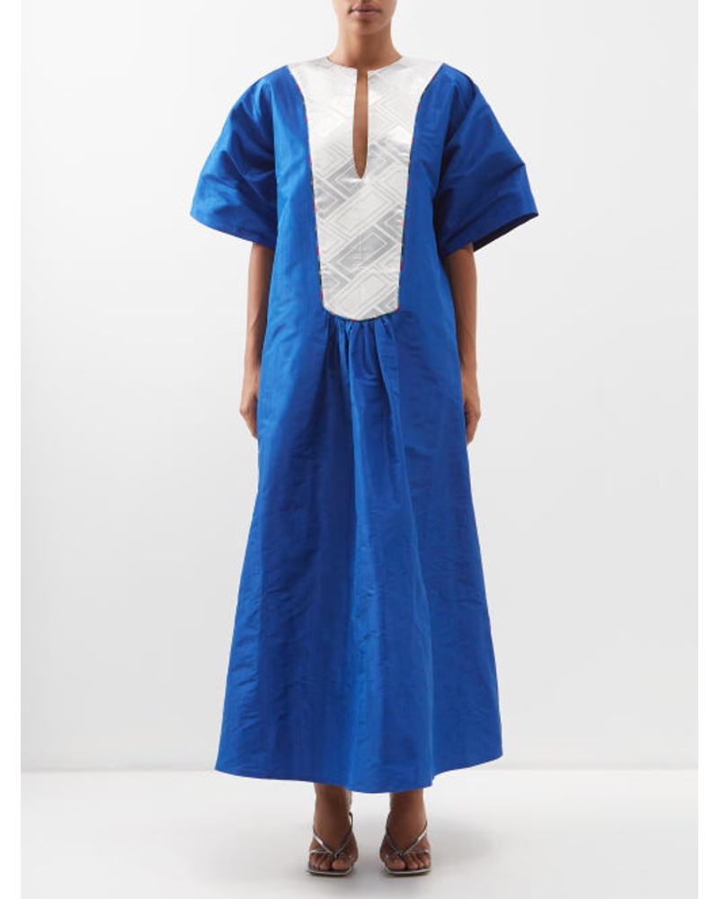 Rianna + Nina Damen Bib-front Silk Maxi Dress