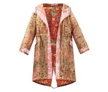 Vintage Silk-brocade Hooded Coat