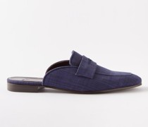 Backless Canvas Penny Loafers