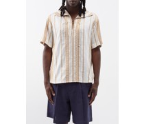 Open-neck Stripe-jacquard Shirt