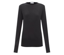 Raw-trim Merino-wool Crew-neck Sweater