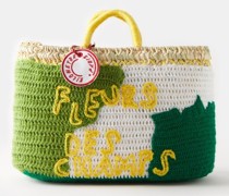 Fleurs Des Champs Crocheted-overlay Basket Bag