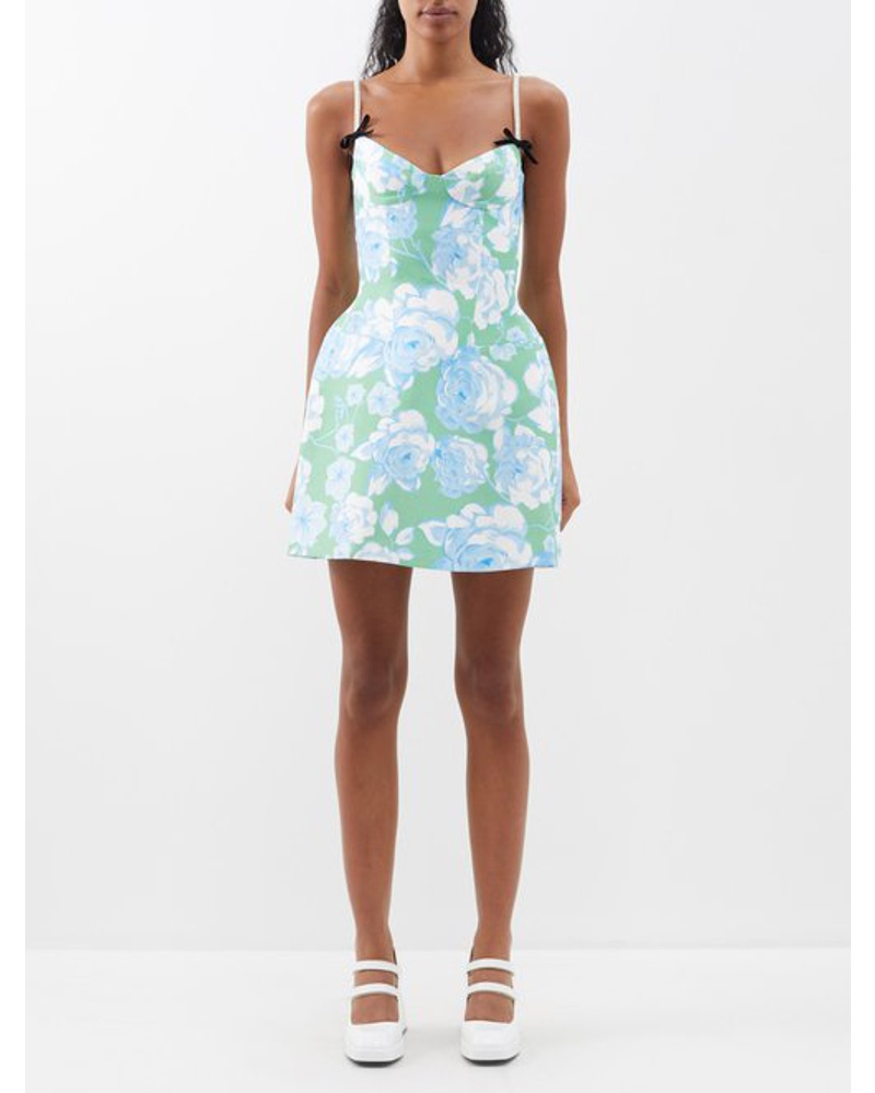 SHUSHU/TONG Damen Floral-print Cotton-blend Corset Mini Dress