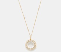 Baguette Orb Diamond & 14kt Gold Locket Necklace