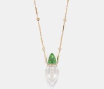 Potion Bottle Diamond, Variscite & Gold Necklace