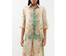 August Paisley Floral-print Silk Shirt
