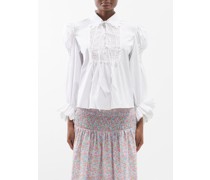 Pernille Smocked Cotton-poplin Blouse