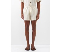 Las Garzas Striped Recycled-cotton Poplin Shorts