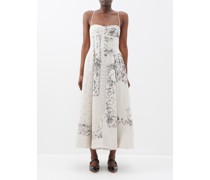 Catalina Floral-print Linen Midi Dress