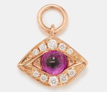 Evil Eye Diamond, Glass & 14kt Rose Gold Charm