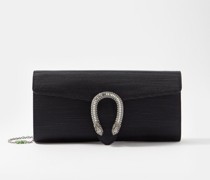 Black Dionysus crystal-clasp grosgrain-satin clutch bag