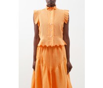 Yael Scallop-trimmed Cotton-blend Top