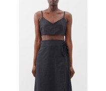 Ezra Organic-linen Cropped Top