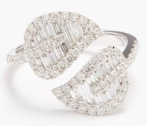 Palm Leaf Medium Diamond & 18kt White-gold Ring