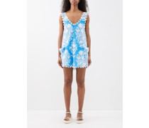 Scallop-edge Printed Cotton Mini Dress