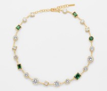 Mixed Bezel 18kt Gold-plated Necklace