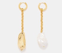 Mismatched Pearl & 24kt Gold-plated Earrings