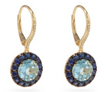Diamond, Blue Topaz, Sapphire & 18kt Gold Earrings