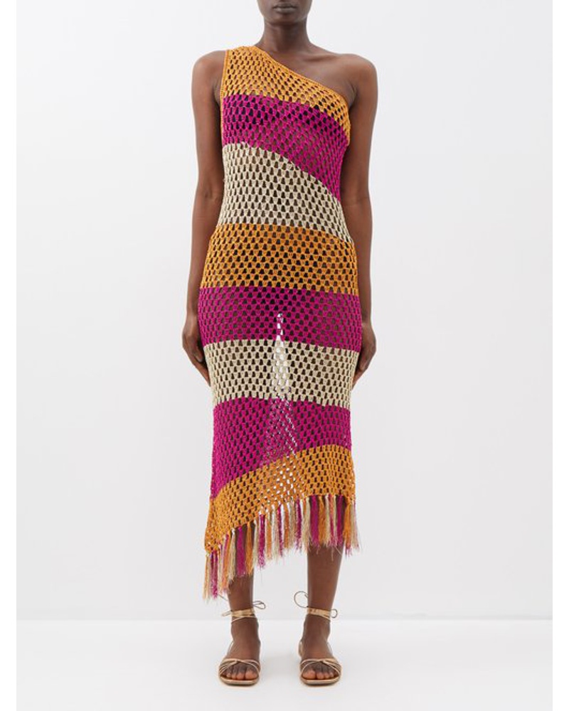 Dodo Bar Or Damen Hara One-shoulder Tasselled Crocheted Dress