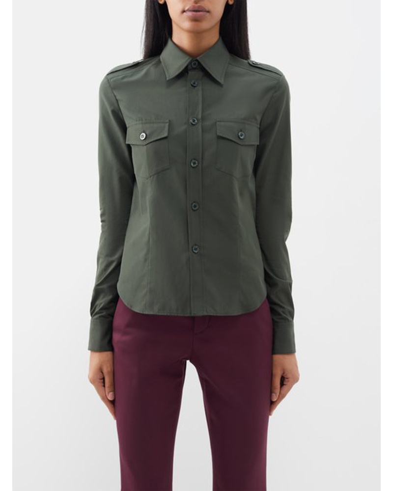 Saint Laurent Damen Point-collar Cotton-twill Shirt