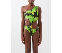Carve Cutout Tropical Recycled-fibre Swimsuit