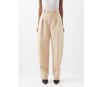 X Hailey Bieber Pleated Wool Suit Trousers