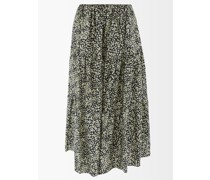 Floral-print Tiered Cotton-poplin Maxi Skirt