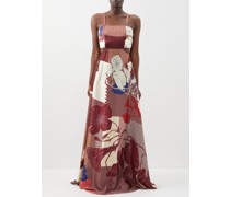 Bali Patchwork Floral-print Silk-satin Maxi Dress